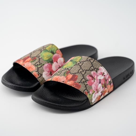 size 37G - Gucci Floral Bloom Slides GG Logo Supreme Pursuit Rubber - Picture 1 of 8